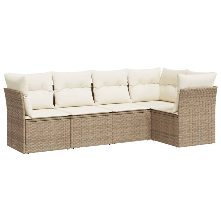 sofasæt til haven 5 dele med hynder polyrattan beige