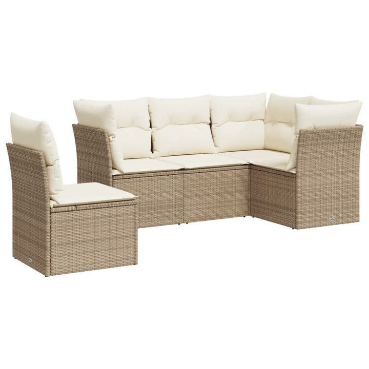 sofasæt til haven 5 dele med hynder polyrattan beige