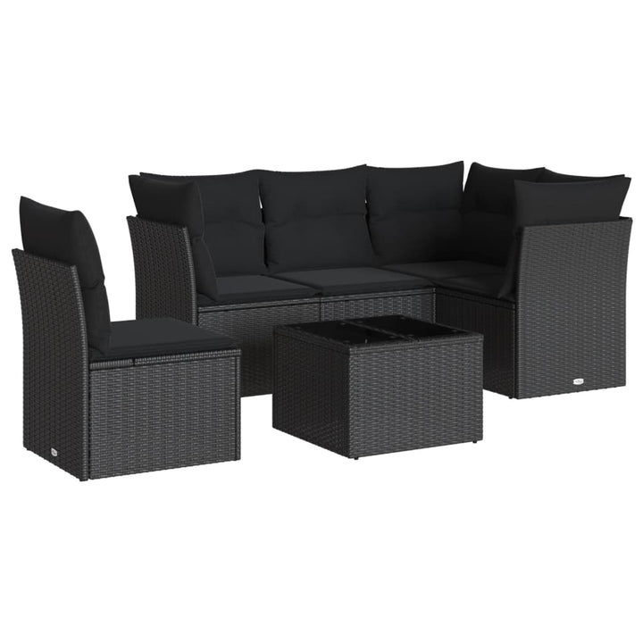 sofasæt til haven 6 dele med hynder polyrattan sort