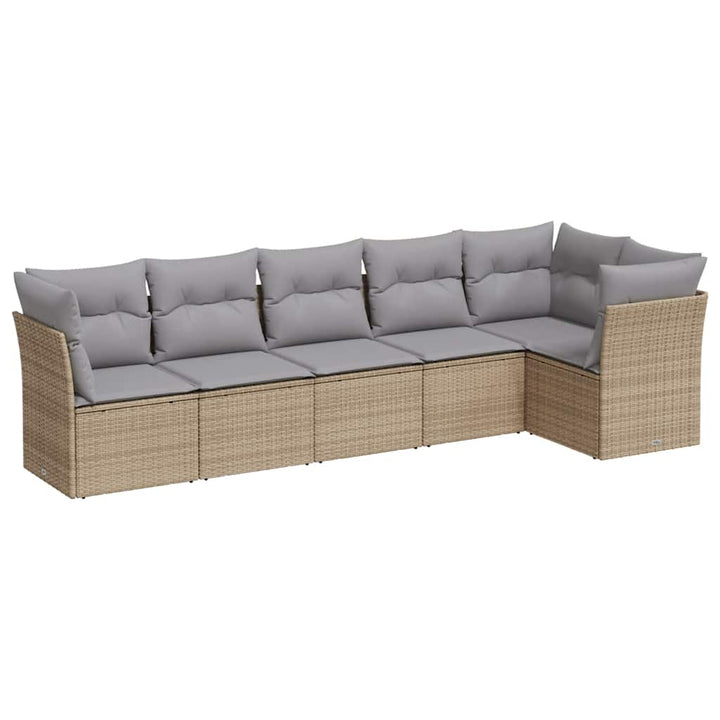 sofasæt til haven 6 dele med hynder polyrattan beige