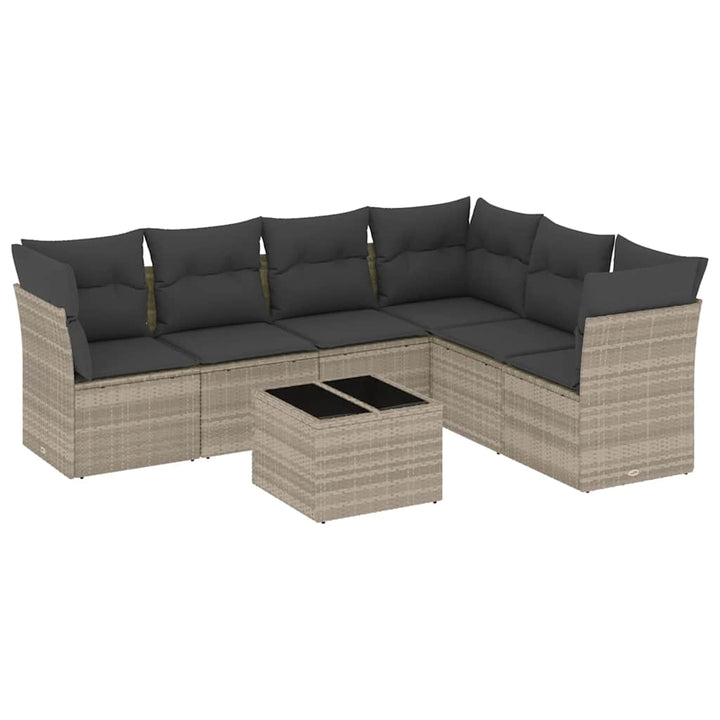 sofasæt til haven 7 dele med hynder polyrattan lysegrå