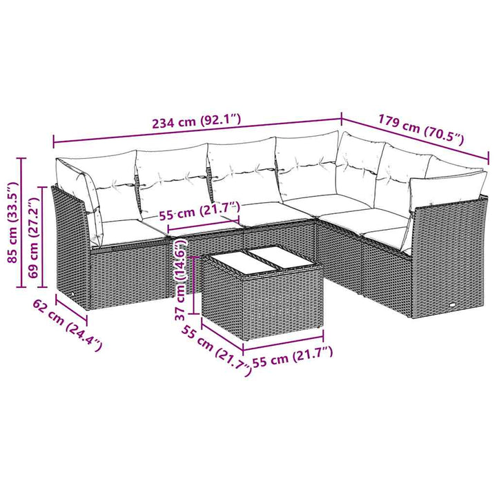 sofasæt til haven 7 dele med hynder polyrattan lysegrå