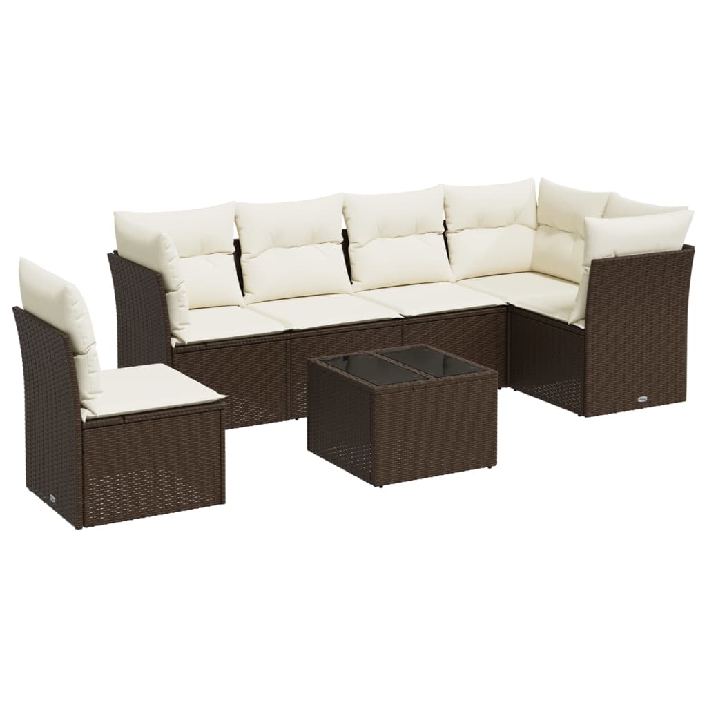 sofasæt til haven 7 dele med hynder polyrattan sort