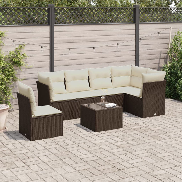 sofasæt til haven 7 dele med hynder polyrattan sort