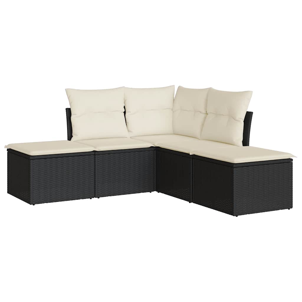 sofasæt til haven 5 dele med hynder polyrattan sort
