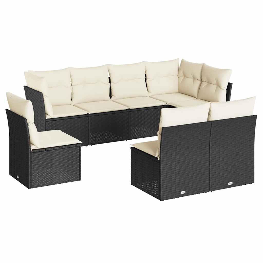 sofasæt til haven 8 dele med hynder polyrattan sort