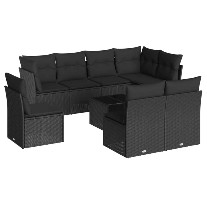 sofasæt til haven 9 dele med hynder polyrattan sort