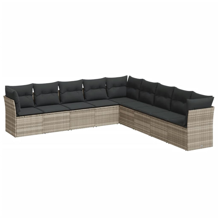 sofasæt til haven 9 dele med hynder polyrattan lysegrå
