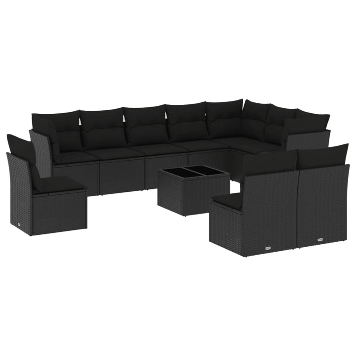 sofasæt til haven 11 dele med hynder polyrattan sort