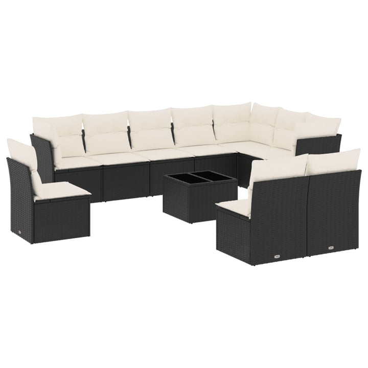 sofasæt til haven 11 dele med hynder polyrattan sort