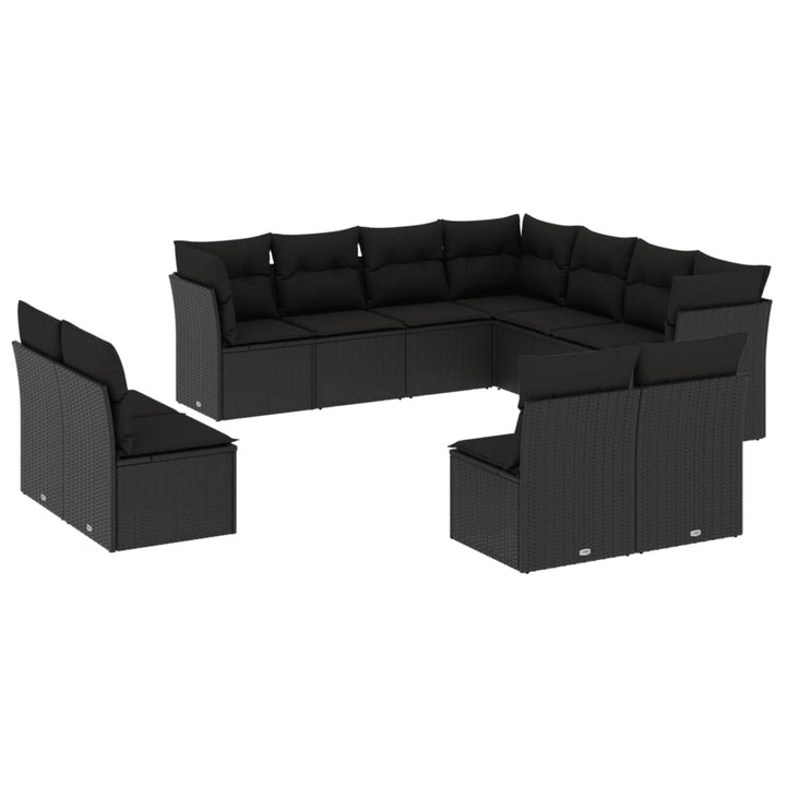 sofasæt til haven 11 dele med hynder polyrattan sort