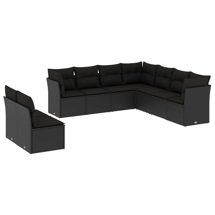 sofasæt til haven 9 dele med hynder polyrattan sort