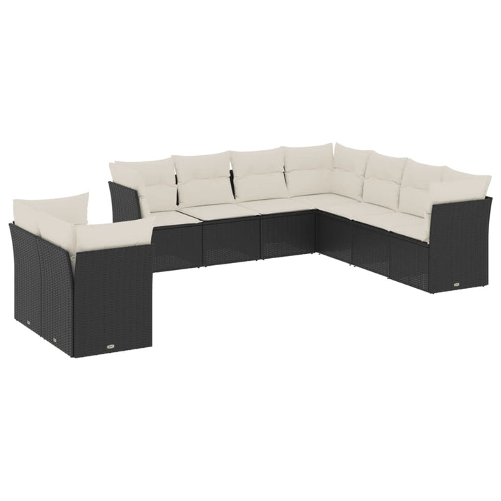 sofasæt til haven 9 dele med hynder polyrattan sort