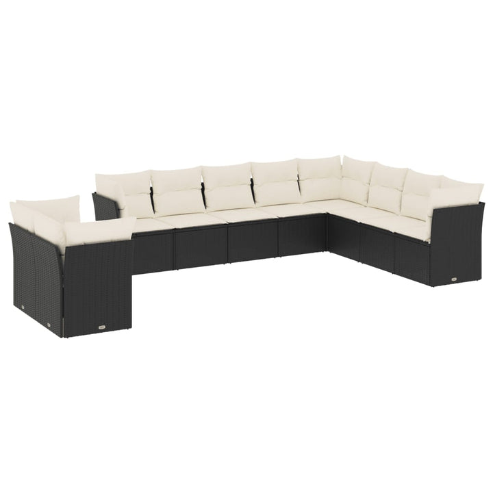 sofasæt til haven 10 dele med hynder polyrattan sort