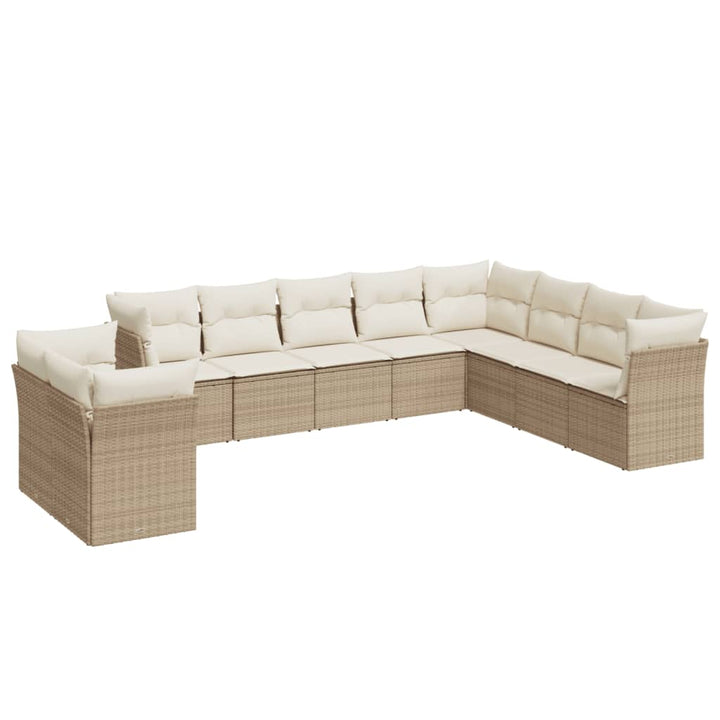 sofasæt til haven 10 dele med hynder polyrattan beige