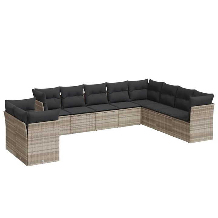 sofasæt til haven 10 dele med hynder polyrattan lysegrå
