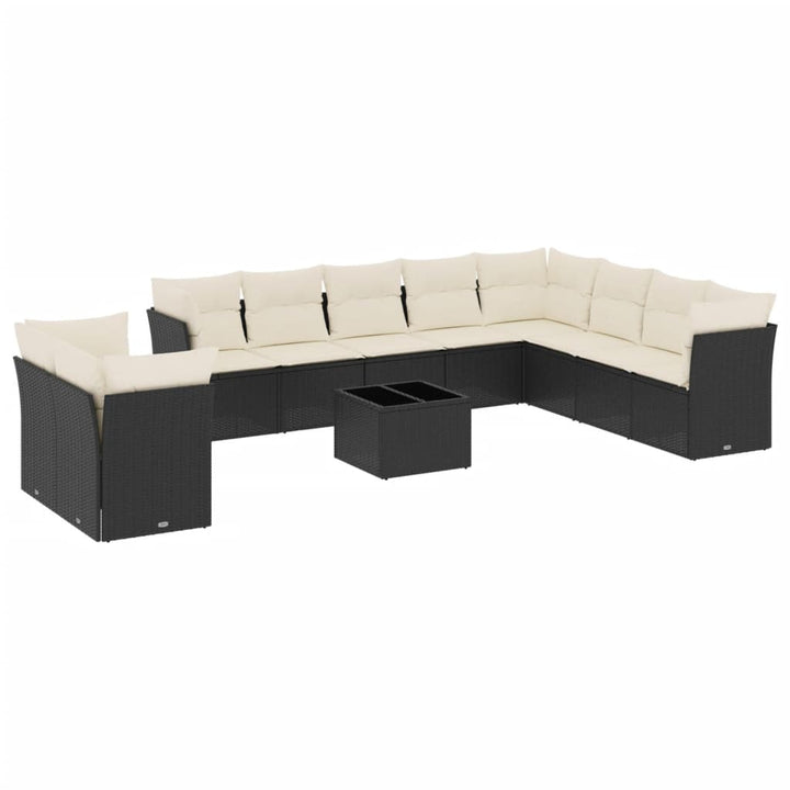 sofasæt til haven 11 dele med hynder polyrattan sort
