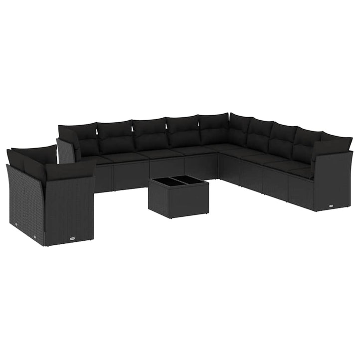 sofasæt til haven 12 dele med hynder polyrattan sort