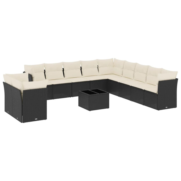 sofasæt til haven 12 dele med hynder polyrattan sort