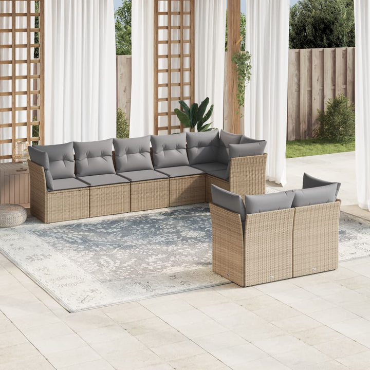 sofasæt til haven 8 dele med hynder polyrattan beige