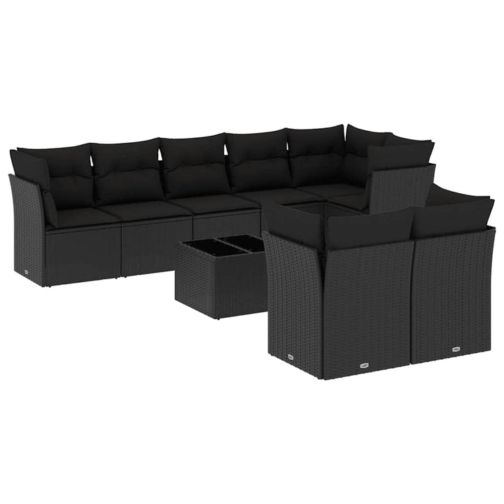 sofasæt til haven 9 dele med hynder polyrattan sort
