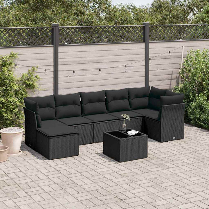 sofasæt til haven 8 dele med hynder polyrattan sort