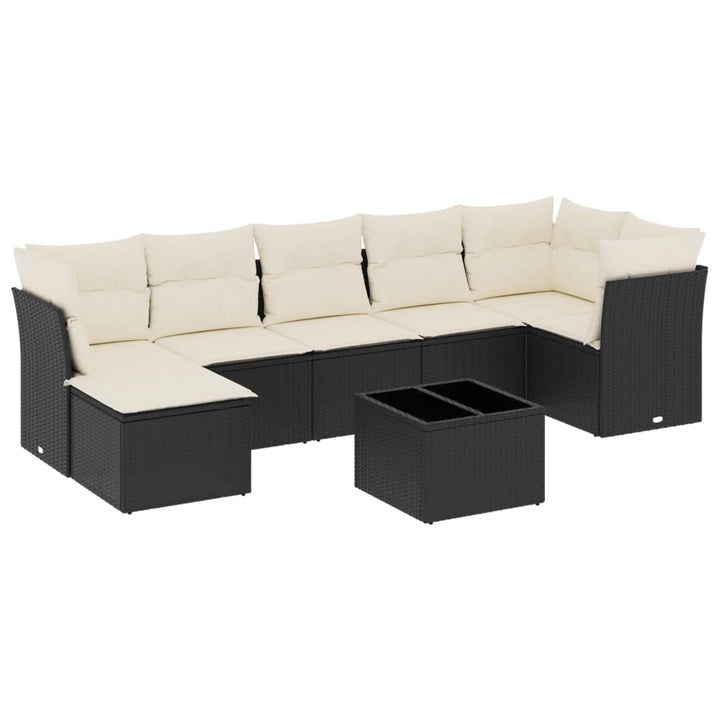 sofasæt til haven 8 dele med hynder polyrattan sort