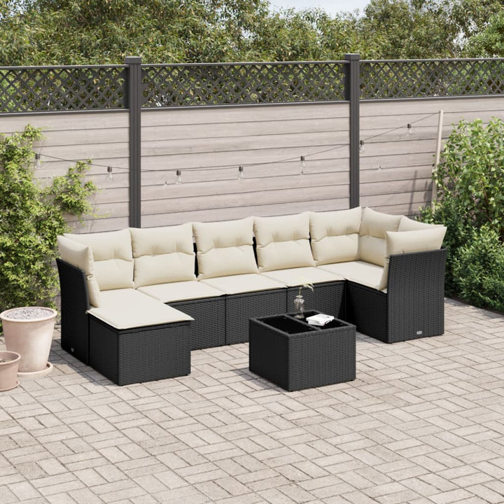 sofasæt til haven 8 dele med hynder polyrattan sort