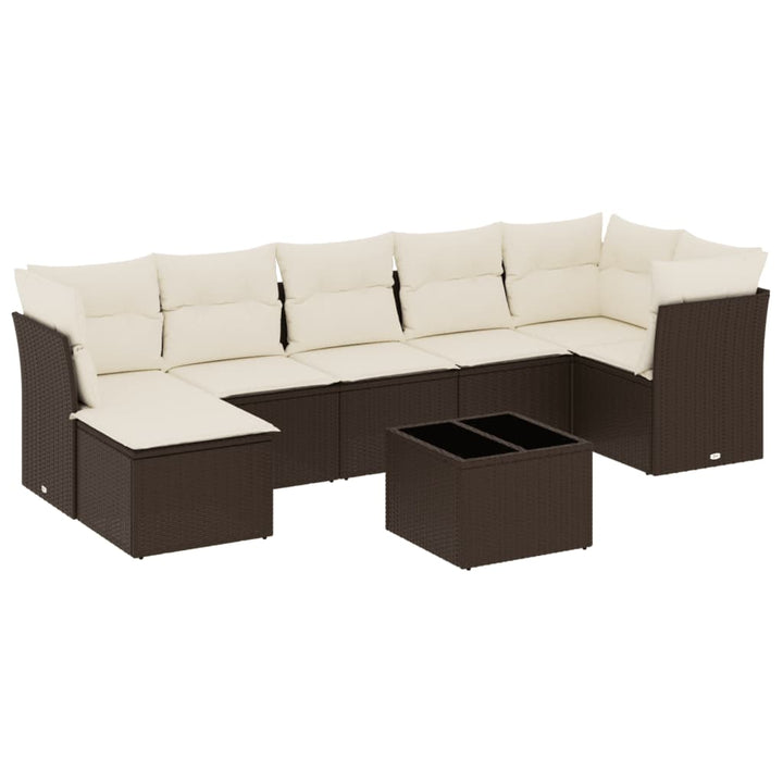 sofasæt til haven 8 dele med hynder polyrattan brun