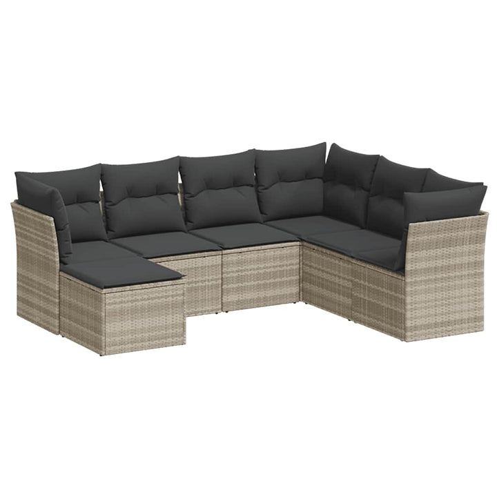 sofasæt til haven 7 dele med hynder polyrattan lysegrå