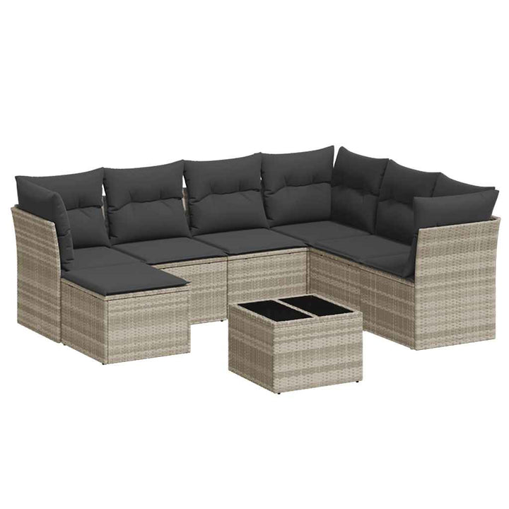 sofasæt til haven 8 dele med hynder polyrattan lysegrå