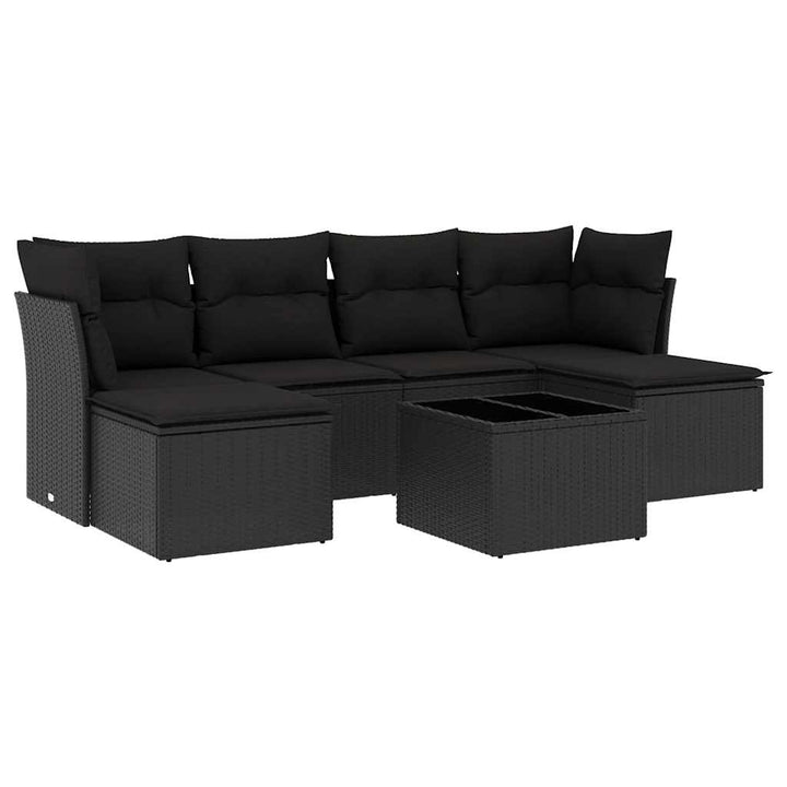 sofasæt til haven 7 dele med hynder polyrattan sort