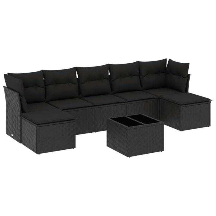 sofasæt til haven 8 dele med hynder polyrattan sort