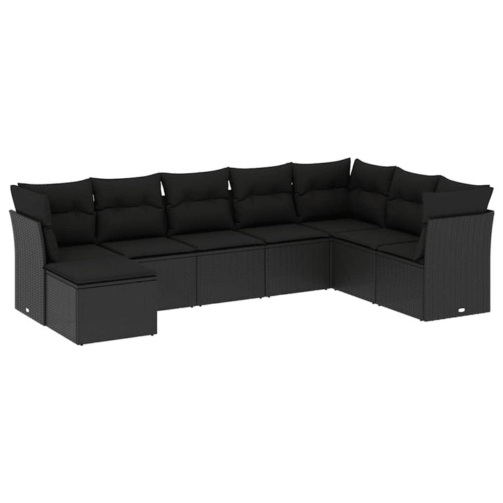 sofasæt til haven 8 dele med hynder polyrattan sort