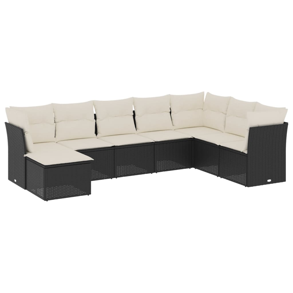 sofasæt til haven 8 dele med hynder polyrattan sort