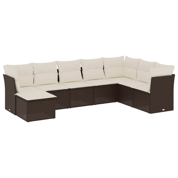 sofasæt til haven 8 dele med hynder polyrattan brun