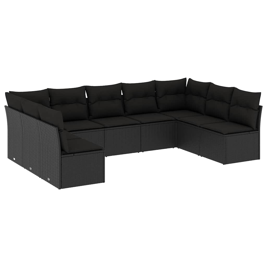sofasæt til haven 9 dele med hynder polyrattan sort