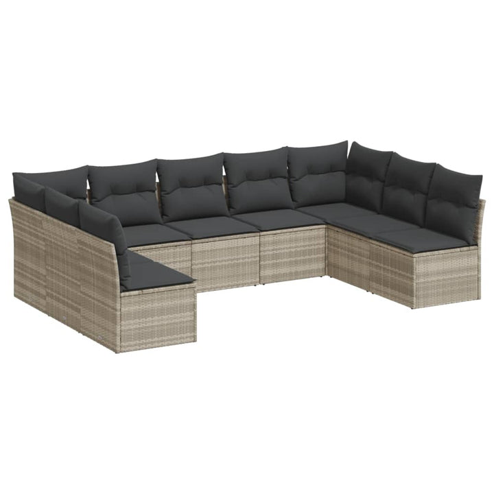sofasæt til haven 9 dele med hynder polyrattan lysegrå