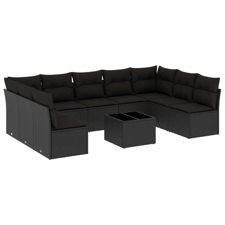 sofasæt til haven 10 dele med hynder polyrattan sort