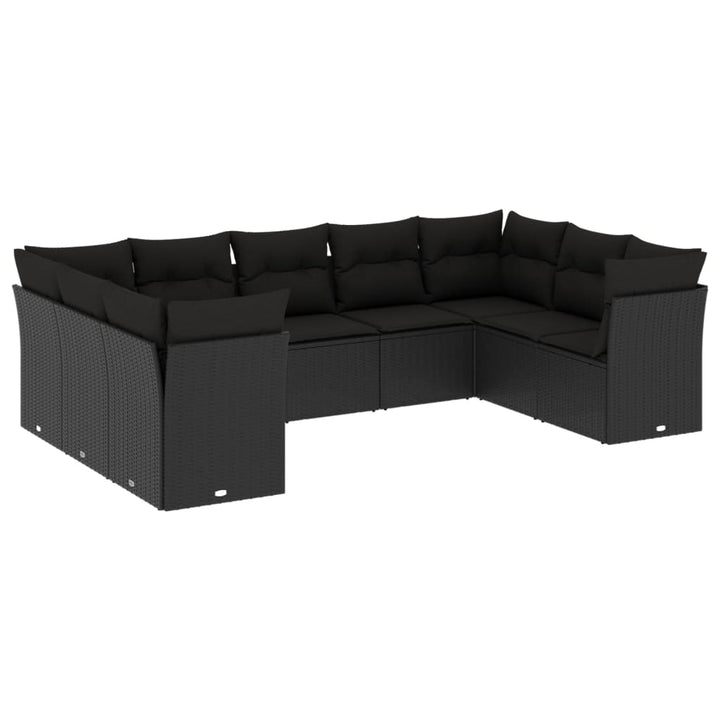 sofasæt til haven 9 dele med hynder polyrattan sort