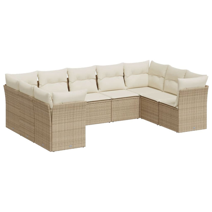 sofasæt til haven 9 dele med hynder polyrattan beige