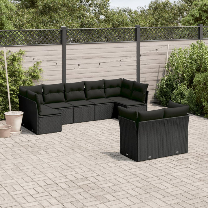 sofasæt til haven 9 dele med hynder polyrattan sort