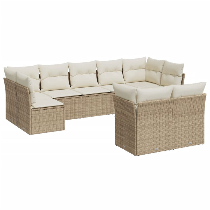 sofasæt til haven 9 dele med hynder polyrattan beige