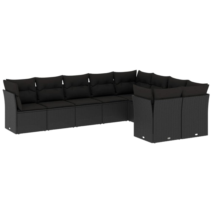 sofasæt til haven 9 dele med hynder polyrattan sort