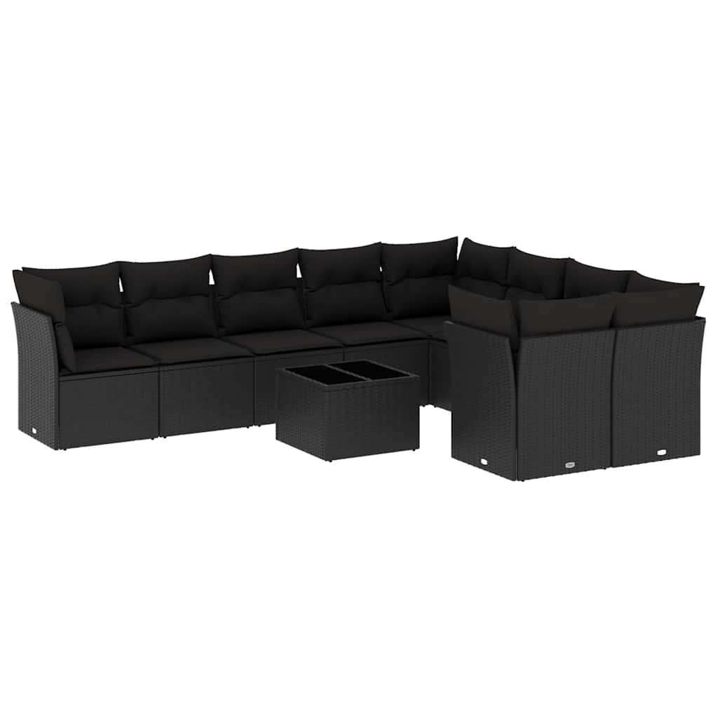 sofasæt til haven 10 dele med hynder polyrattan sort