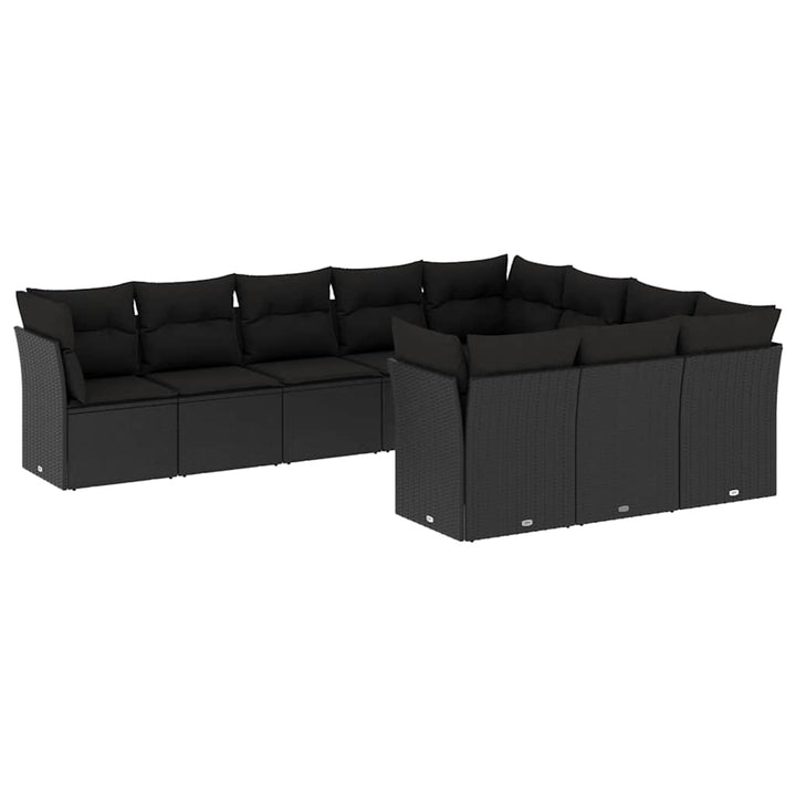 sofasæt til haven 10 dele med hynder polyrattan sort