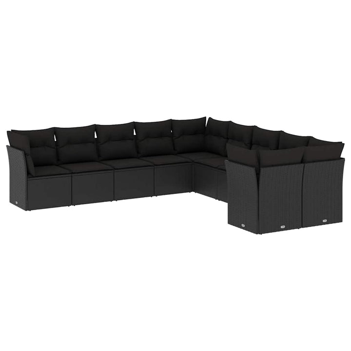 sofasæt til haven 10 dele med hynder polyrattan sort