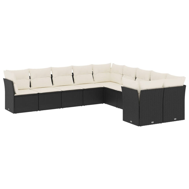 sofasæt til haven 10 dele med hynder polyrattan sort