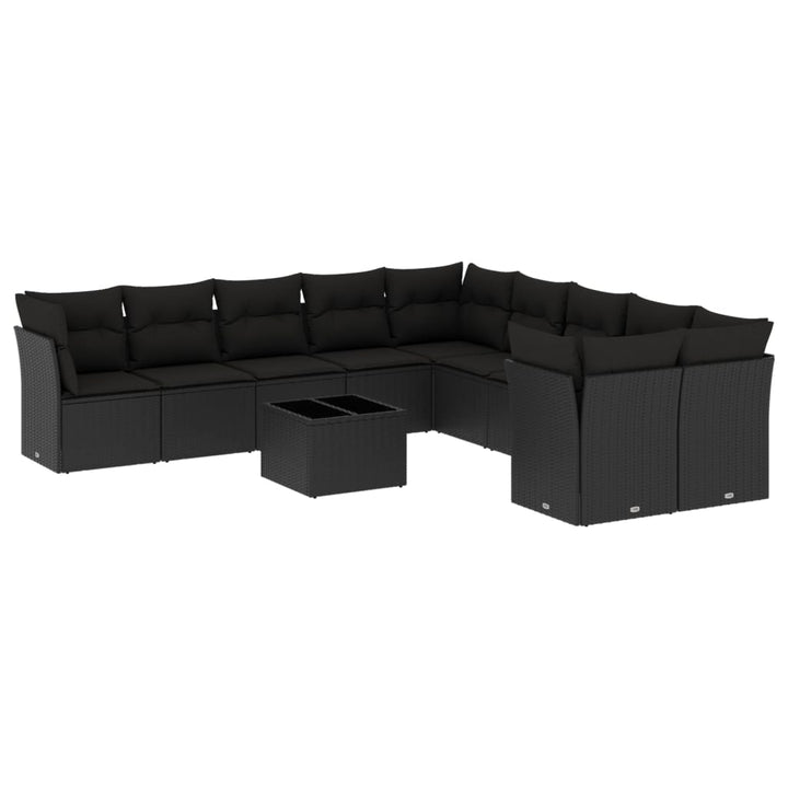 sofasæt til haven 11 dele med hynder polyrattan sort