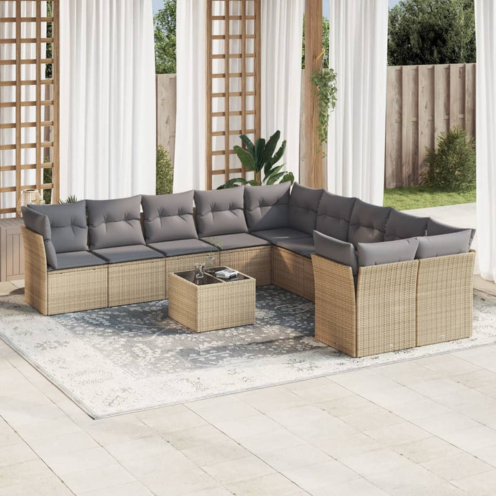 sofasæt til haven 11 dele med hynder polyrattan beige